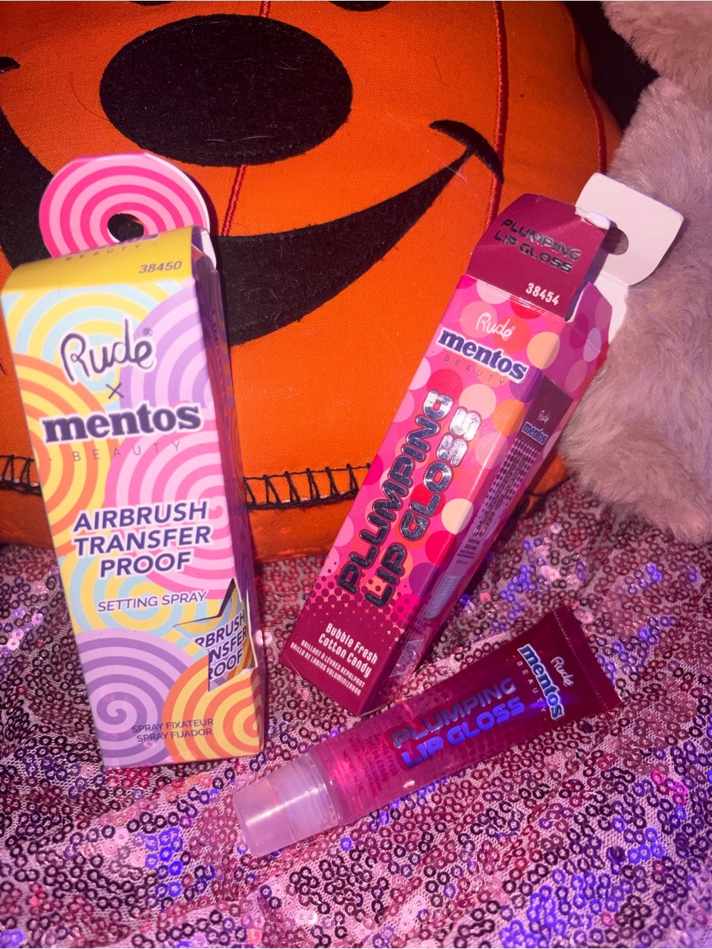 Rude Cosmetics Mentos Airbrush transfer proof setting spray and lip gloss set